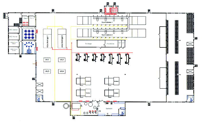 Grundrissplan mit Industrieanlagen und Energieversorgungsleitungen